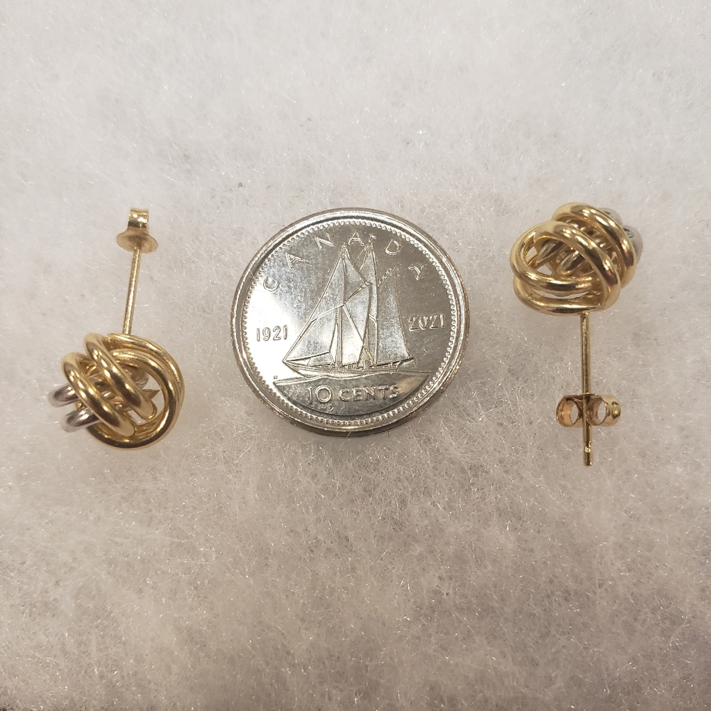 10K Two-Tone Gold & White Gold Knot Earrings - Pre-Owned - Picture 4 of 7